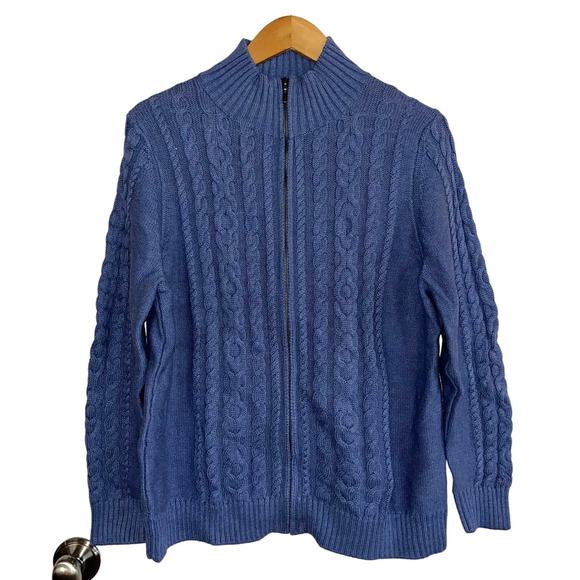 L. L. Bean Double L Cable Sweater, Zip Cardigan - Picture 1 of 10